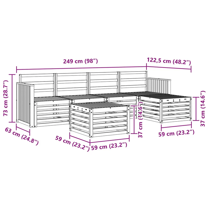 Outdoor Sofa Set 6 pcs Natural