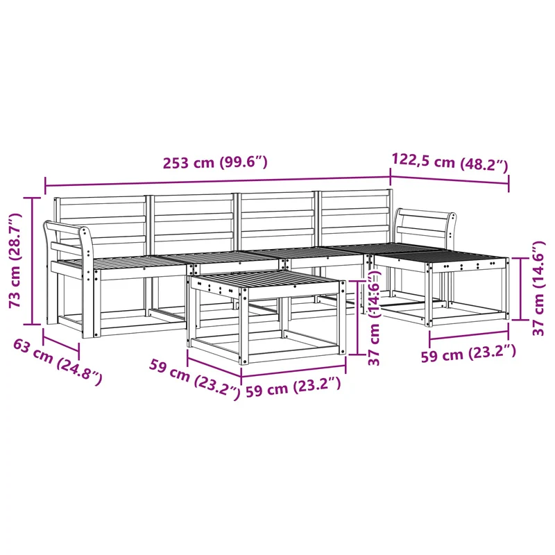 Outdoor Sofa Set 6 pcs Natural