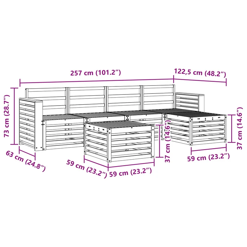 Outdoor Sofa Set 6 pcs Natural