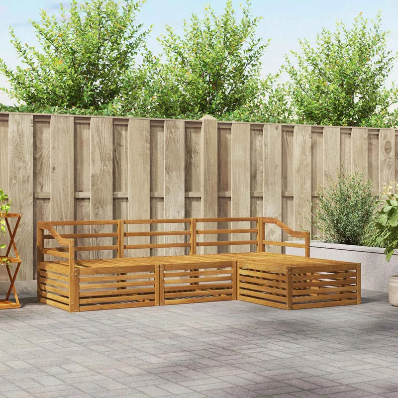 Outdoor Sofa Set 4 pcs Natural Solid Acacia Wood