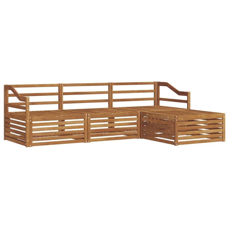 Outdoor Sofa Set 4 pcs Natural Solid Acacia Wood