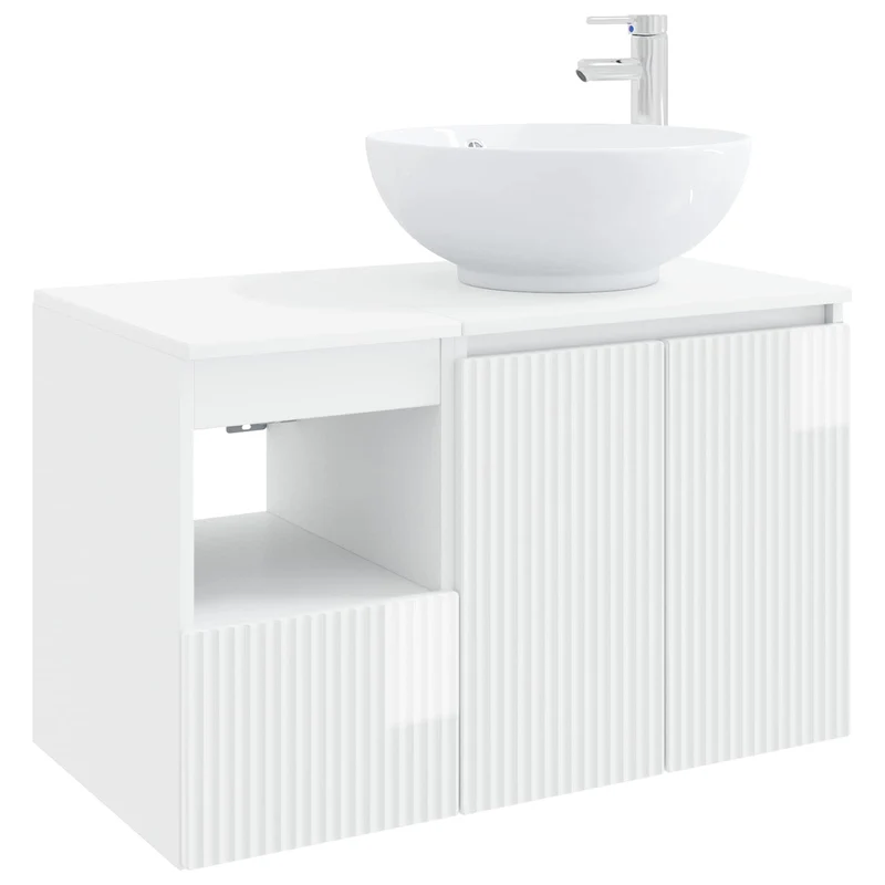 Bathroom Furniture Set 2 pcs High Gloss White Engineered Wood