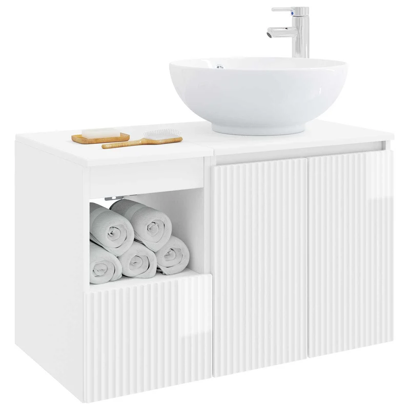 Bathroom Furniture Set 2 pcs High Gloss White Engineered Wood