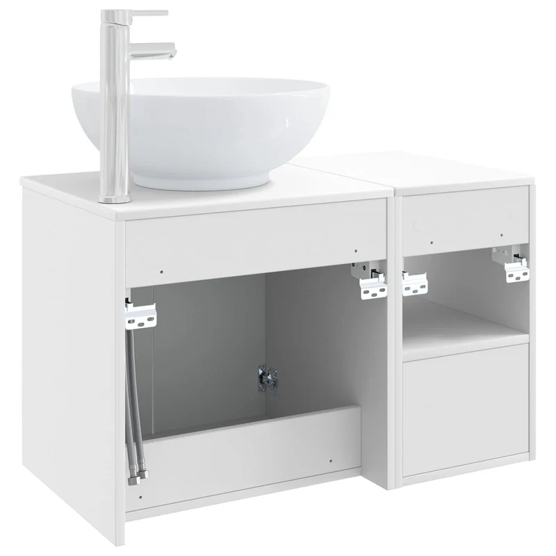 Bathroom Furniture Set 2 pcs High Gloss White Engineered Wood