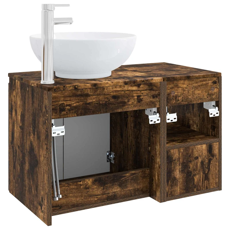Bathroom Furniture Set 2 pcs Smoked Oak Engineered Wood