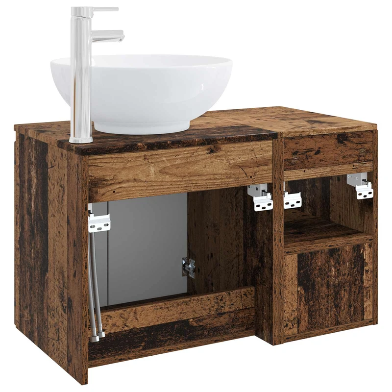 Bathroom Furniture Set 2 pcs Old Wood Engineered Wood