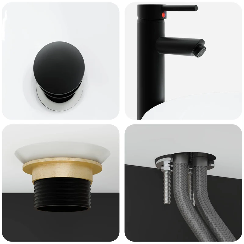 Bathroom Furniture Set 3 pcs Black Engineered Wood