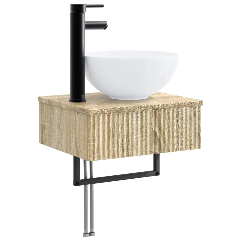 Bathroom Furniture Set 3 pcs Sonoma Oak Engineered Wood
