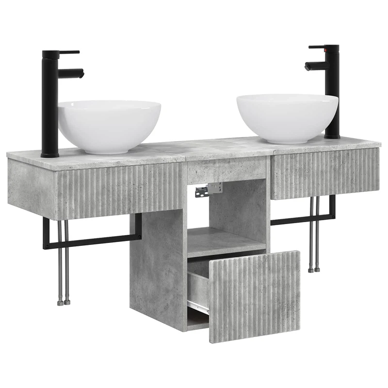 Bathroom Furniture Set 3 pcs Concrete Grey Engineered Wood