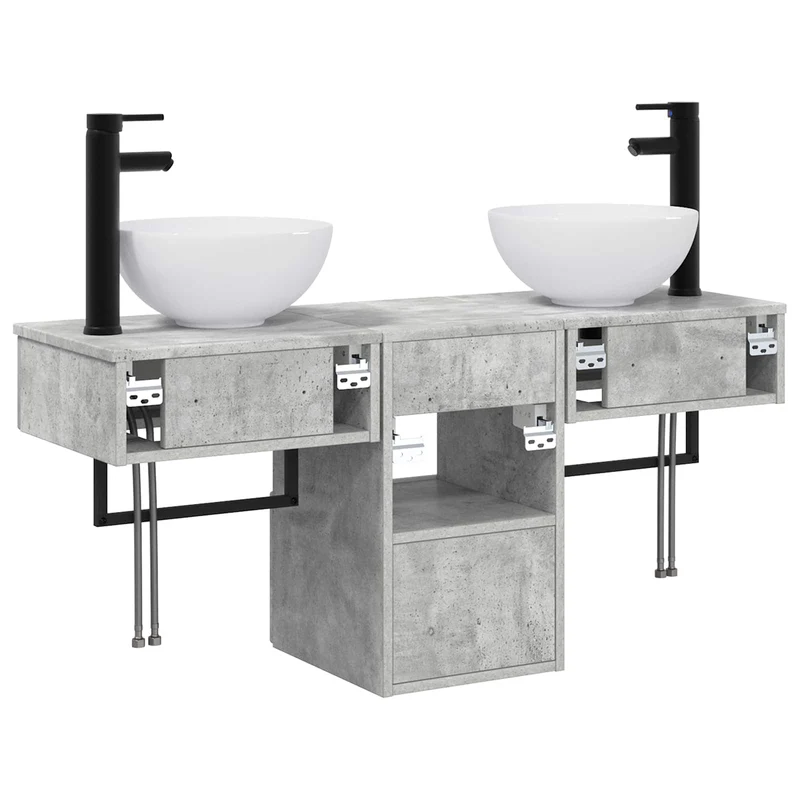 Bathroom Furniture Set 3 pcs Concrete Grey Engineered Wood