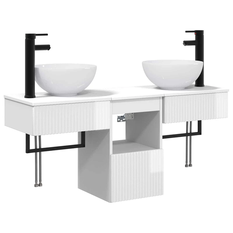 Bathroom Furniture Set 3 pcs High Gloss White Engineered Wood