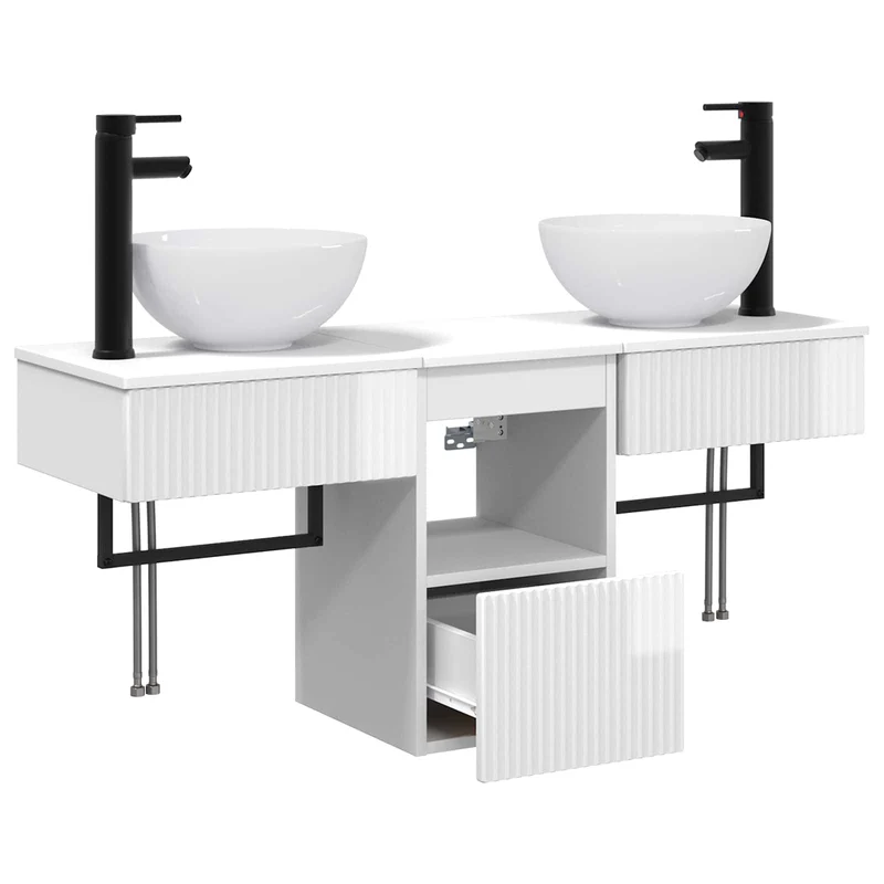 Bathroom Furniture Set 3 pcs High Gloss White Engineered Wood