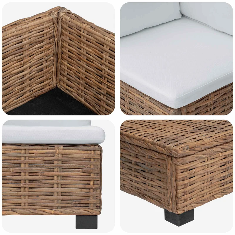 2 pcs Rattan Lounge Set with Cushions GENDT Natural Rattan