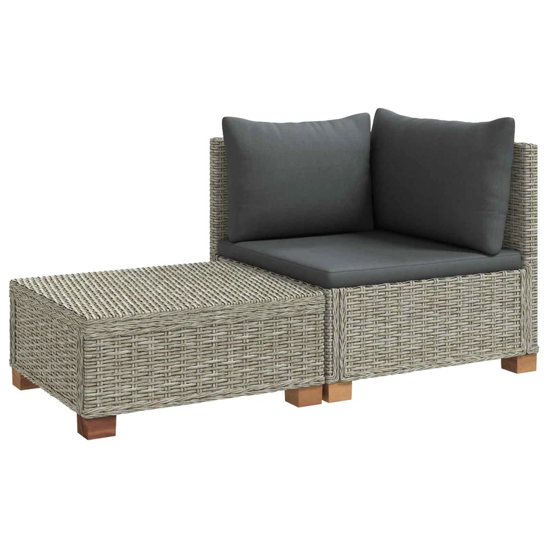 2 pcs Rattan Lounge Set with Cushions GENDT Natural Rattan