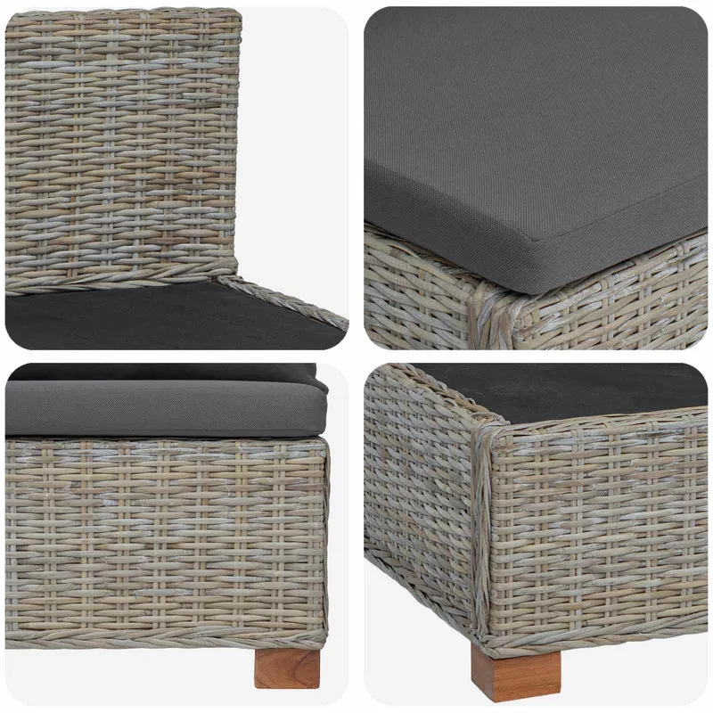2 pcs Rattan Lounge Set with Cushions GENDT Natural Rattan