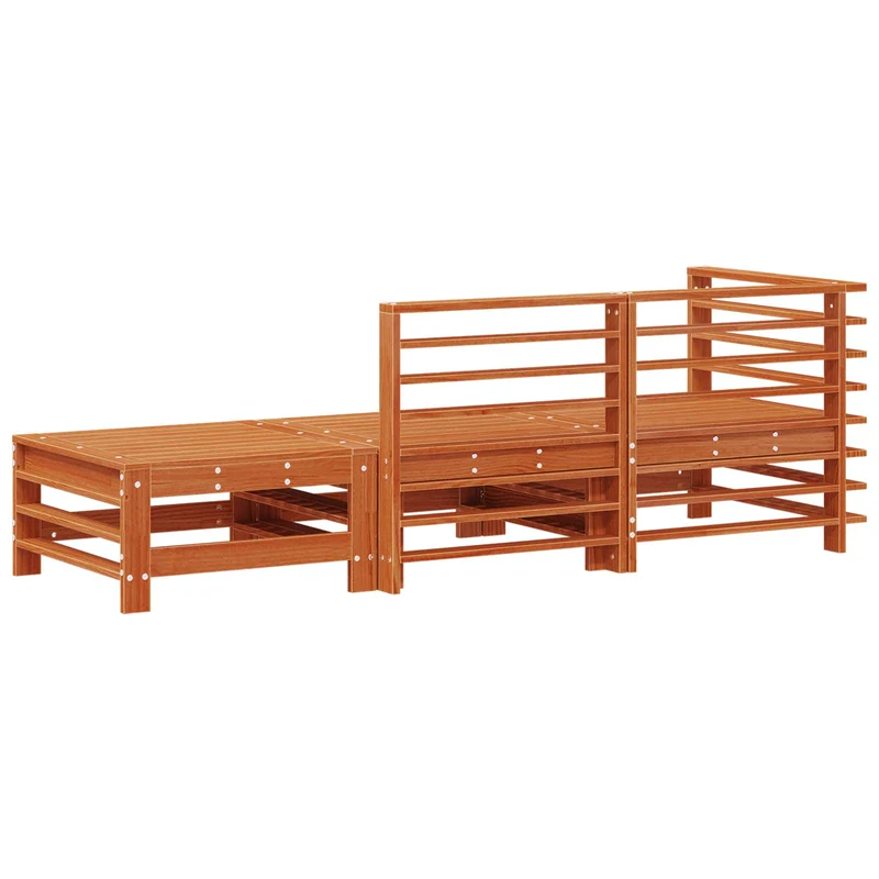 Sectional Sofa Units 3 Piece Wax Brown Solid Pine Wood