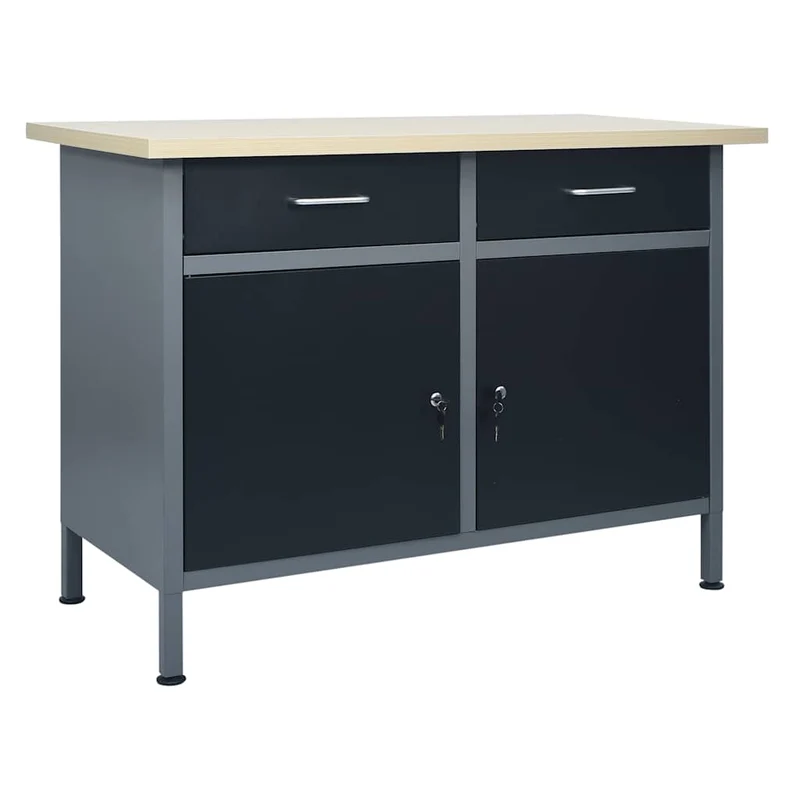 145346 vidaXL Workbench Black 120x60x85 cm Steel