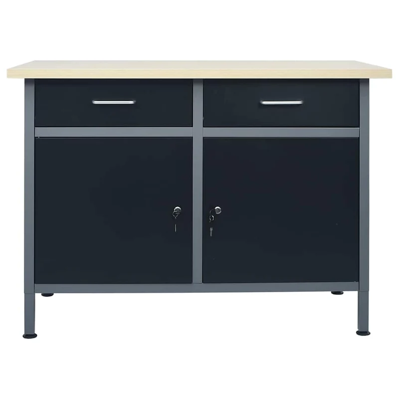 145346 vidaXL Workbench Black 120x60x85 cm Steel