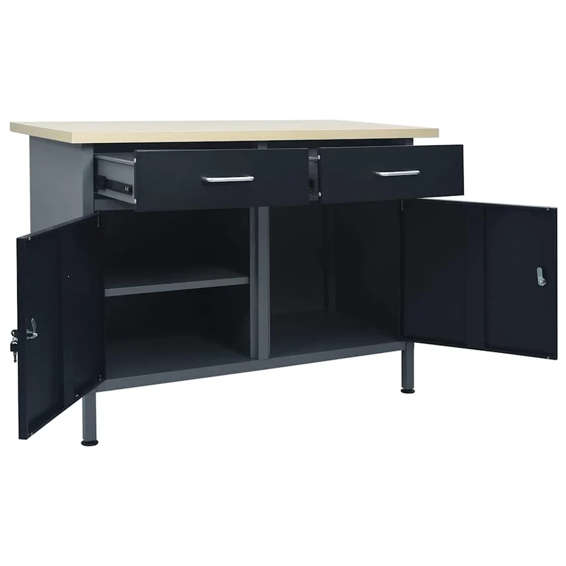 145346 vidaXL Workbench Black 120x60x85 cm Steel
