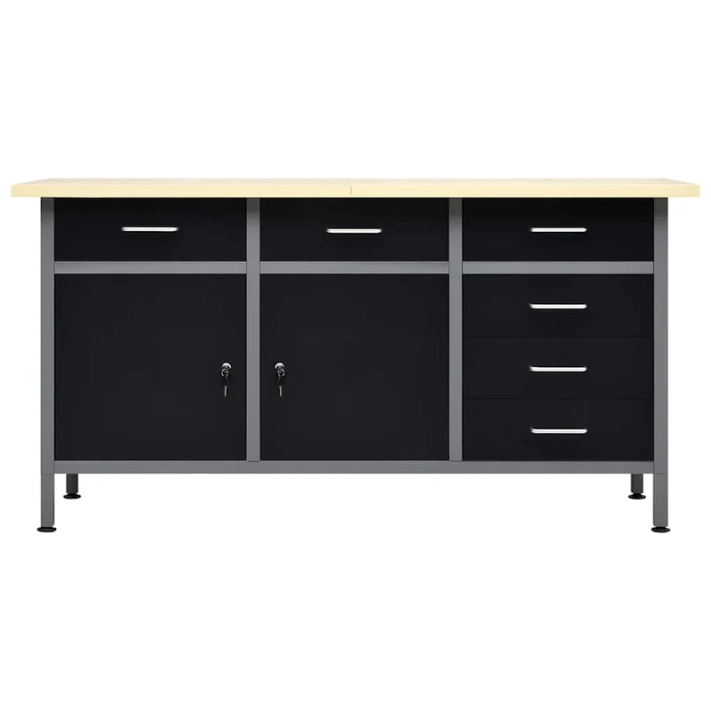 145348 vidaXL Workbench Black 160x60x85 cm Steel