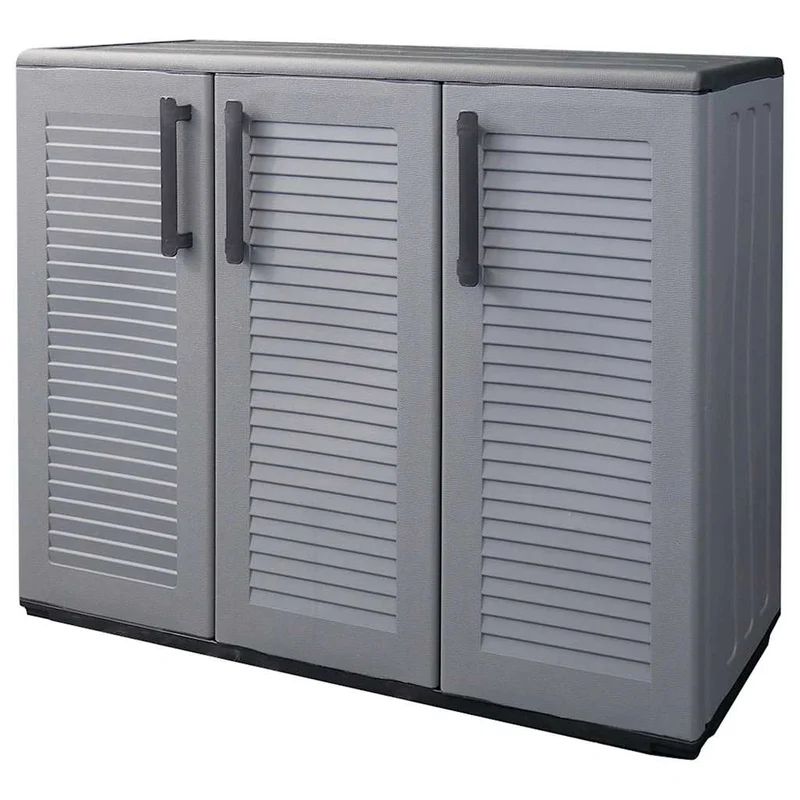 Garden Storage Cabinet Grey and Black 102x37x84 cm PP