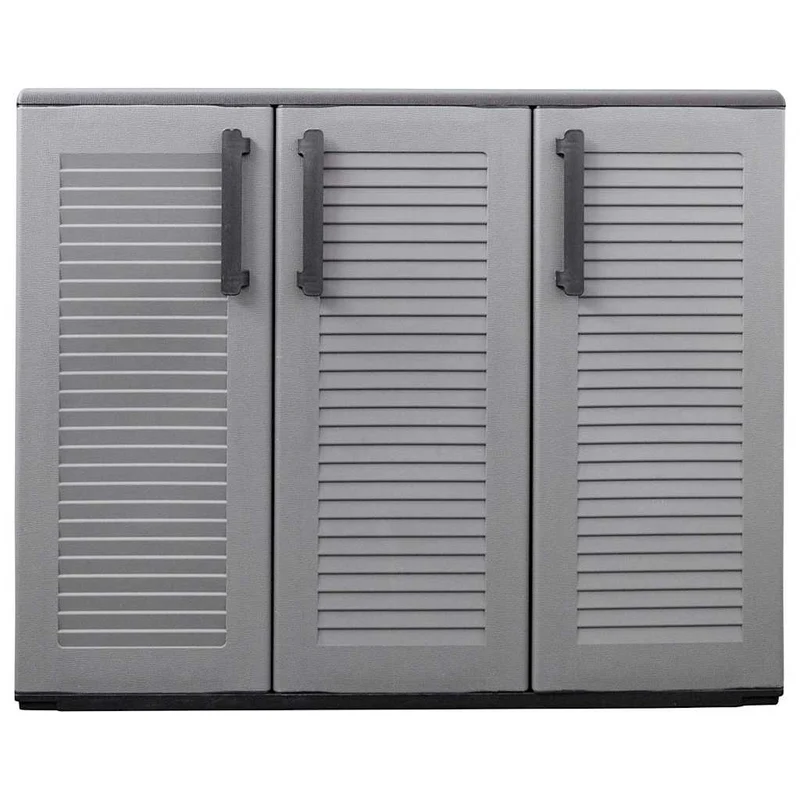 Garden Storage Cabinet Grey and Black 102x37x84 cm PP