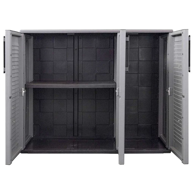 Garden Storage Cabinet Grey and Black 102x37x84 cm PP