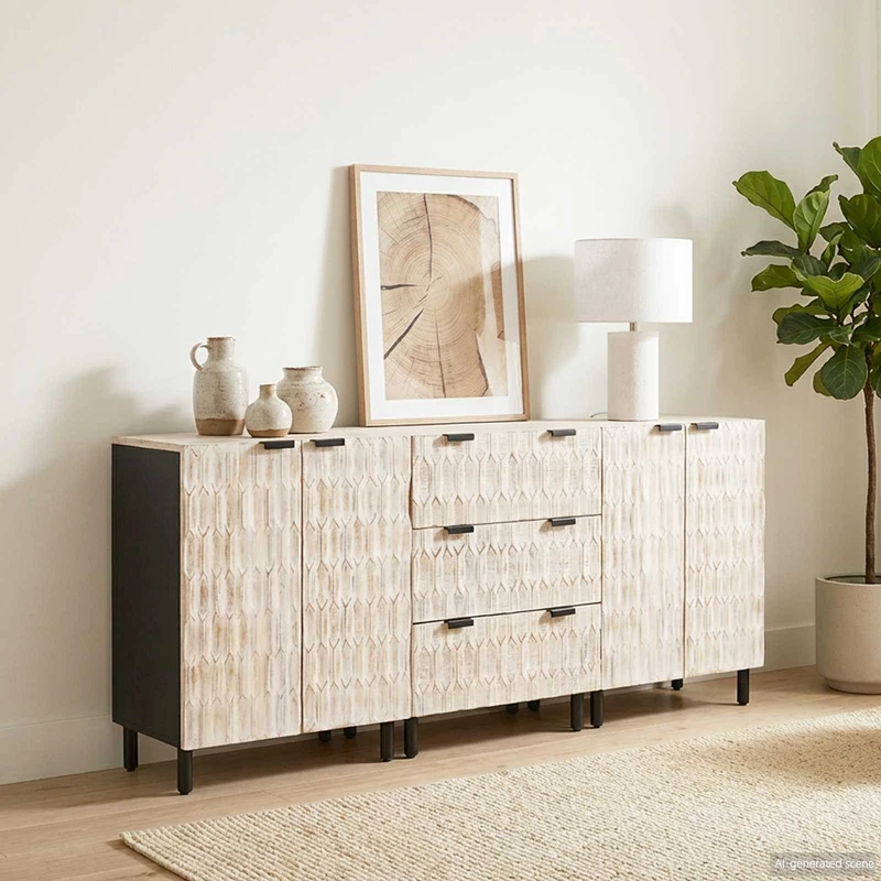Sideboard 3 pcs 60 x 33 x 75 cm Solid Mango Wood