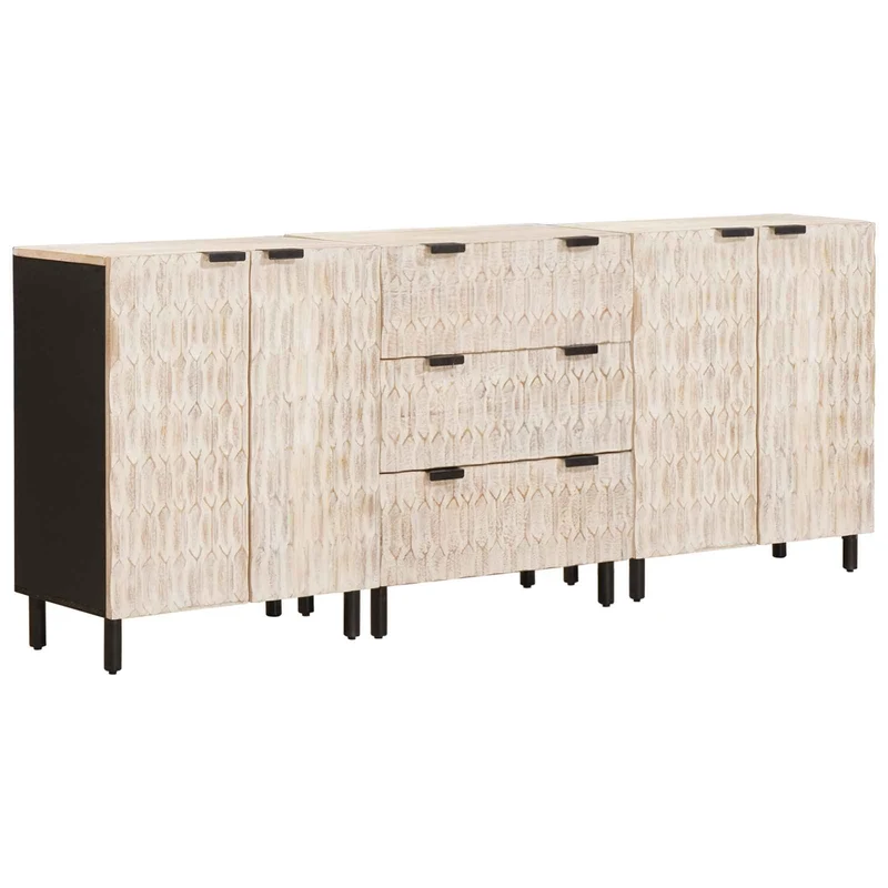 Sideboard 3 pcs 60 x 33 x 75 cm Solid Mango Wood