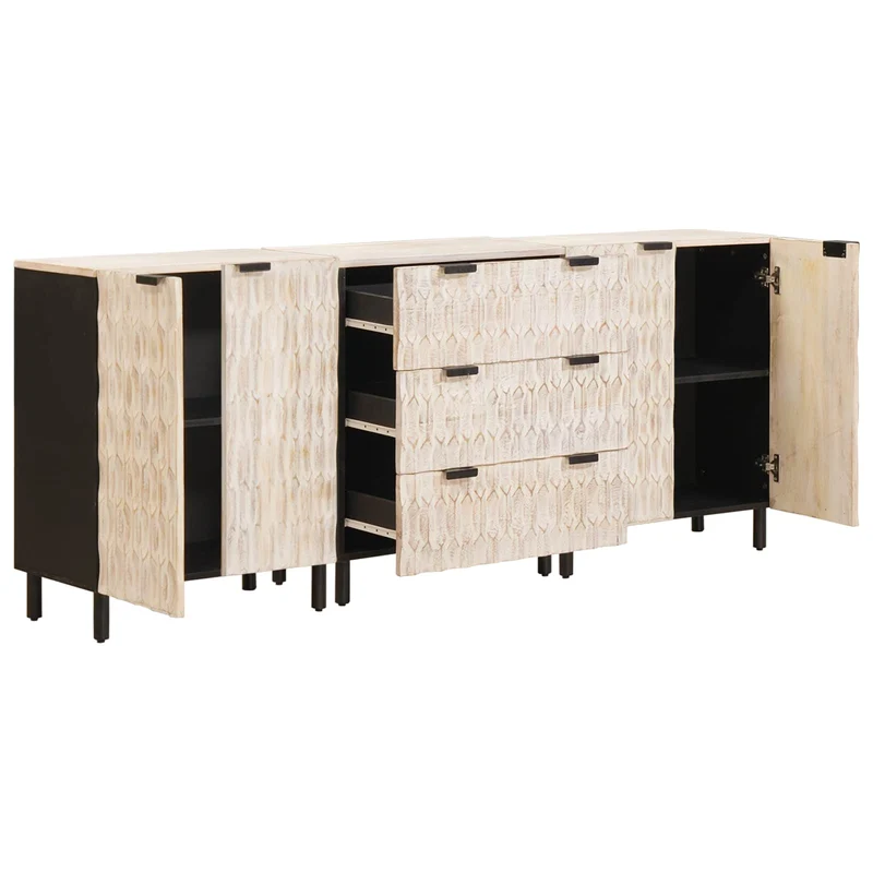 Sideboard 3 pcs 60 x 33 x 75 cm Solid Mango Wood