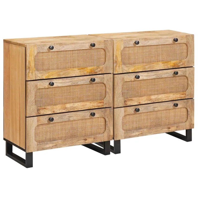 Sideboard 2 pcs 60 x 33 x 75 cm Solid Mango Wood Brown