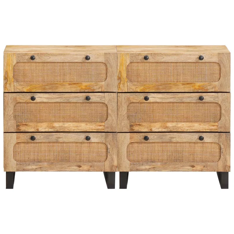 Sideboard 2 pcs 60 x 33 x 75 cm Solid Mango Wood Brown