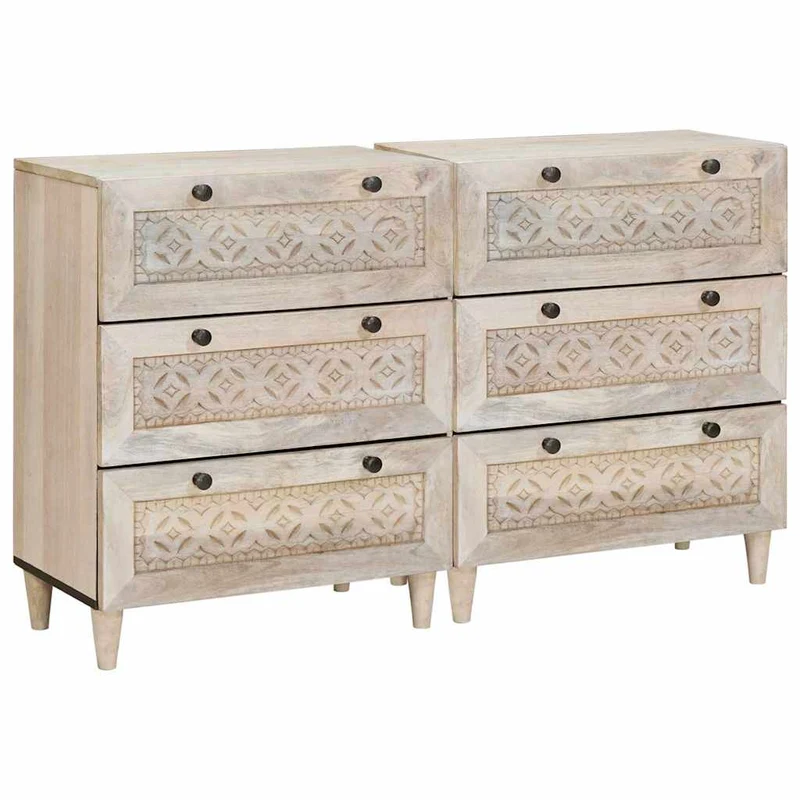 Sideboard 2 pcs 120 x 33.5 x 75 cm Solid mango wood White