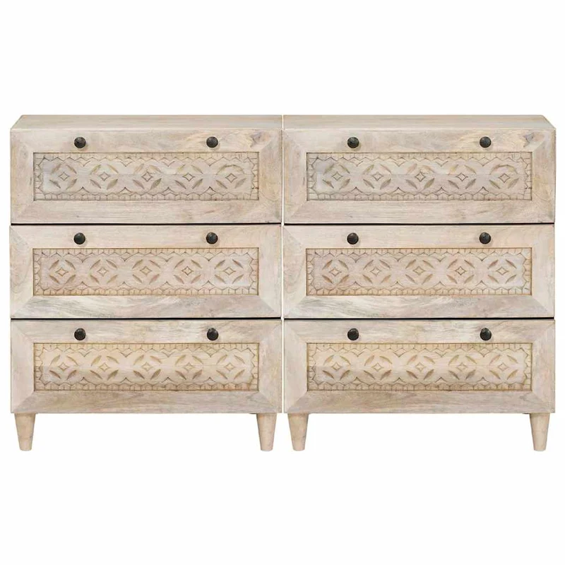 Sideboard 2 pcs 120 x 33.5 x 75 cm Solid mango wood White