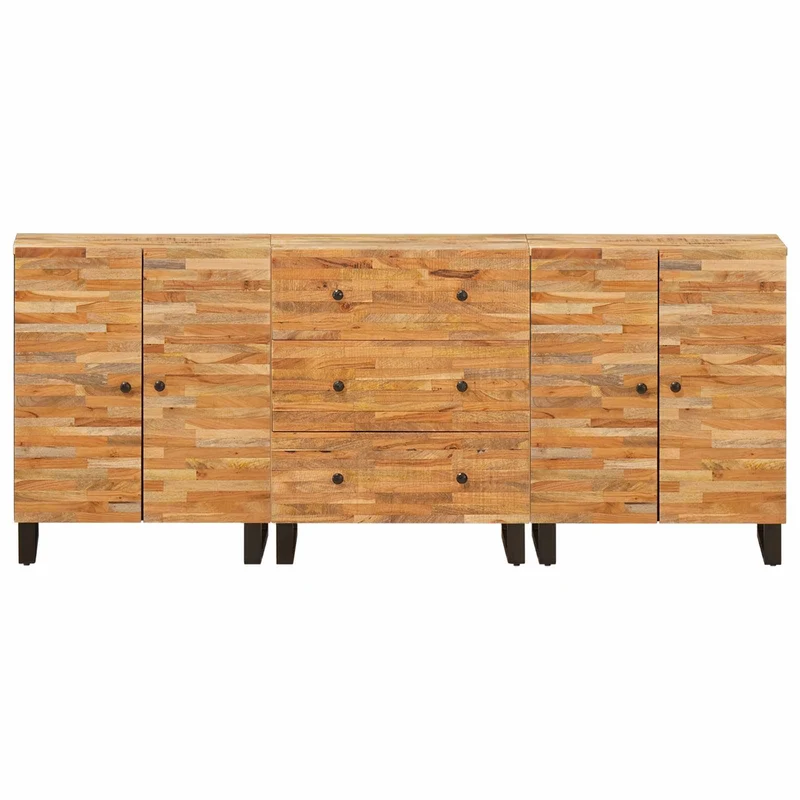 Sideboard 3 pcs 60 x 33 x 75 cm Solid Mango Wood Brown