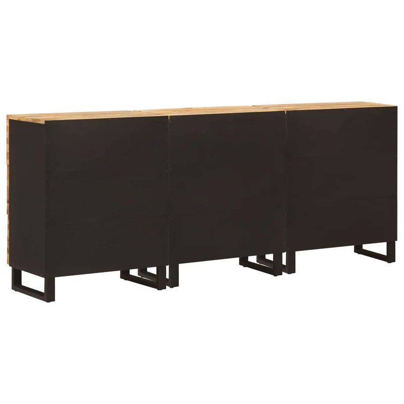 Sideboard 3 pcs 60 x 33 x 75 cm Solid Mango Wood Brown
