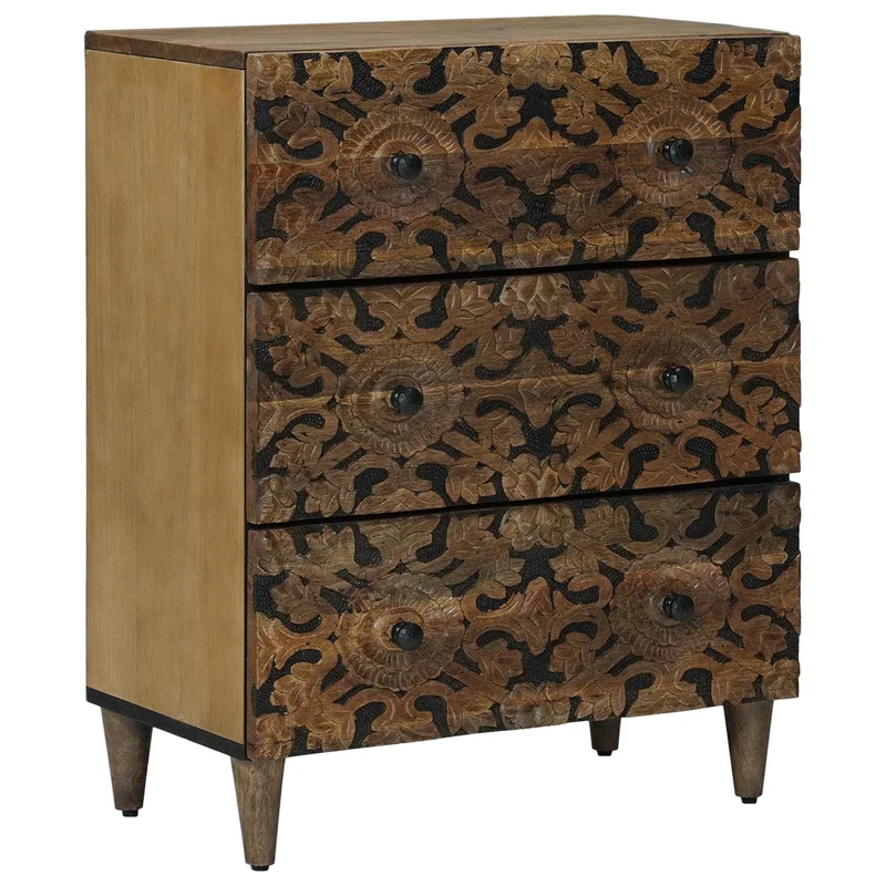 Sideboard 2 pcs 120 x 33 x 75 cm Solid Mango Wood Brown