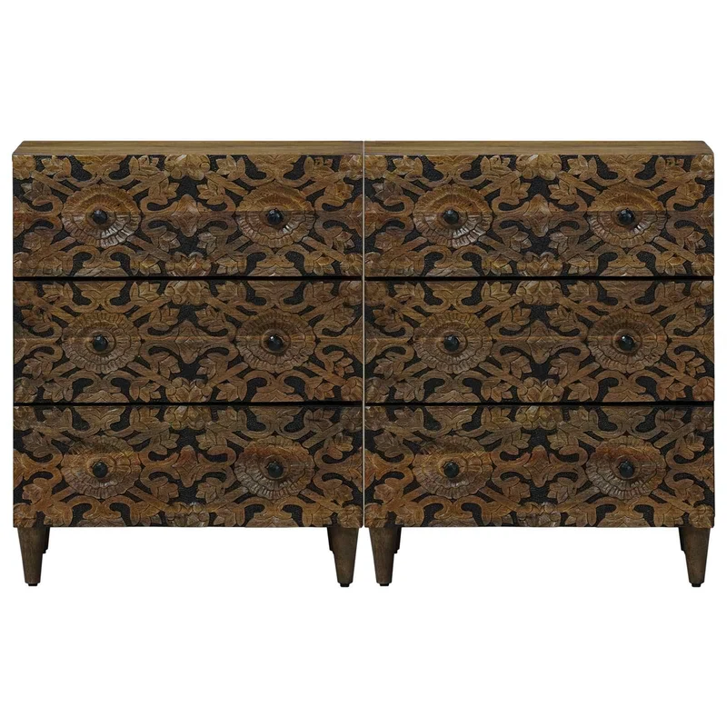 Sideboard 2 pcs 120 x 33 x 75 cm Solid Mango Wood Brown