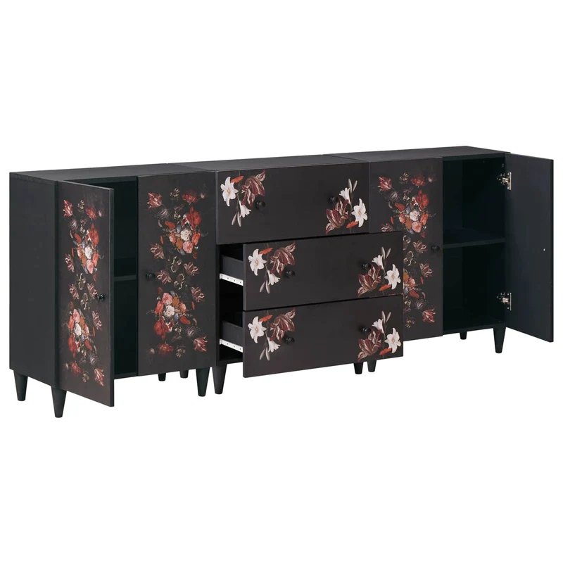 Storage Cabinets 3 pcs 180 x 33 x 75 cm Solid Mango Wood
