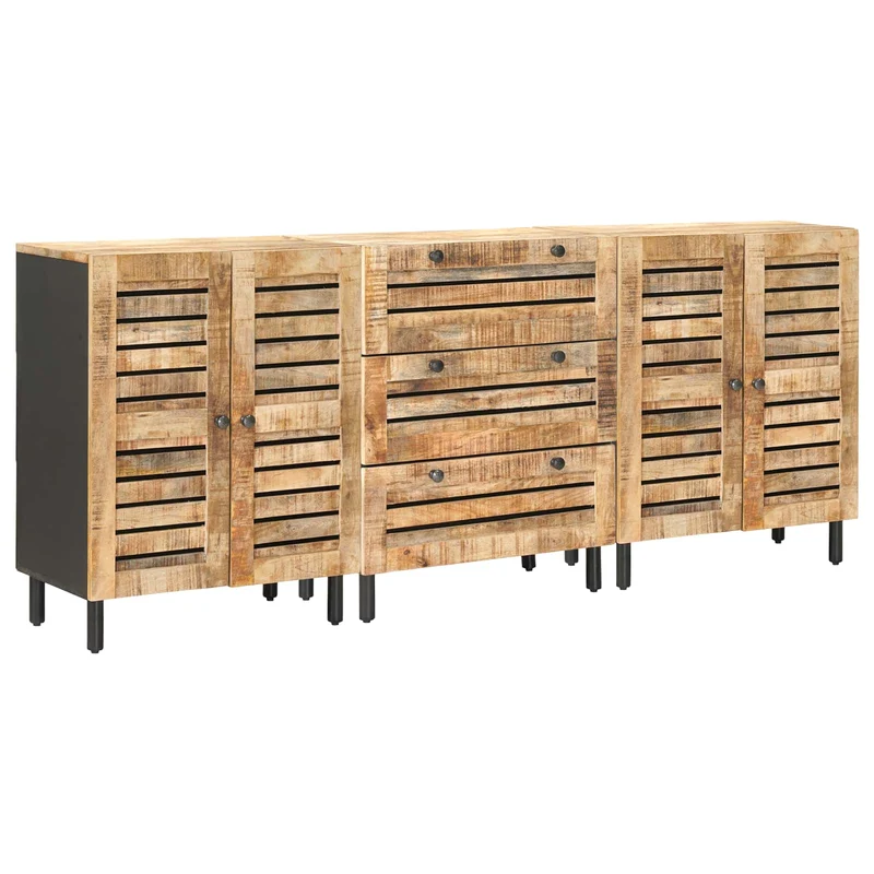Storage Cabinets 3 pcs 180 x 33 x 75 cm Solid Mango Wood