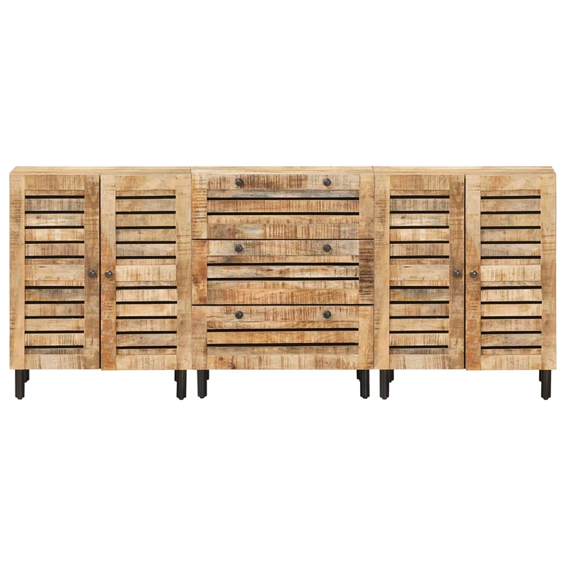 Storage Cabinets 3 pcs 180 x 33 x 75 cm Solid Mango Wood