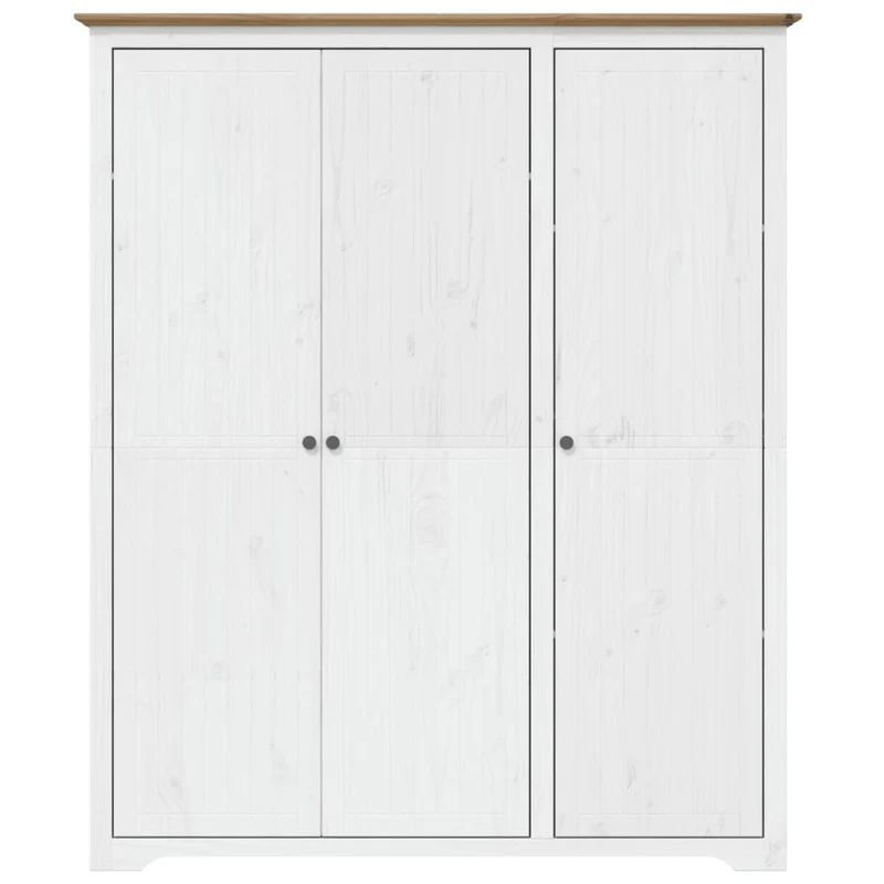 Wardrobe "BODO" White and Brown 146x53,5x173cm Solid Wood Pine