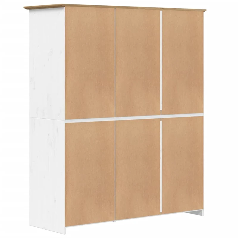 Wardrobe "BODO" White and Brown 146x53,5x173cm Solid Wood Pine