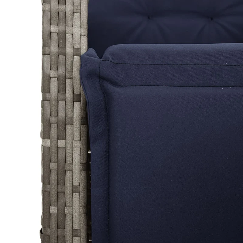 3 Piece Bistro Set with Cushions Grey Poly Rattan