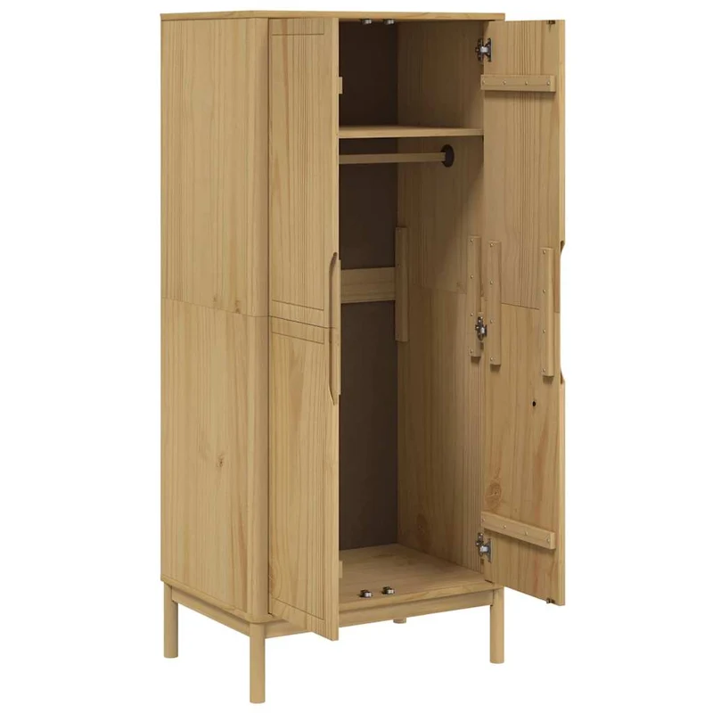 Wardrobe "FLORO" Wax Brown 77x53x171 cm Solid Wood Pine