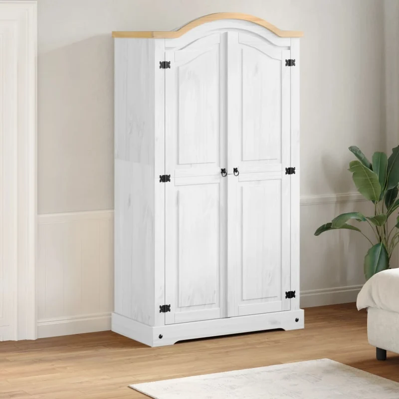 Wardrobe "Corona" White 102x52x186 cm Solid Wood Pine
