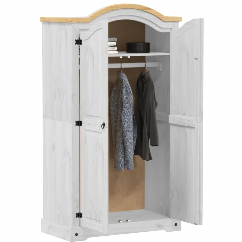 Wardrobe "Corona" White 102x52x186 cm Solid Wood Pine