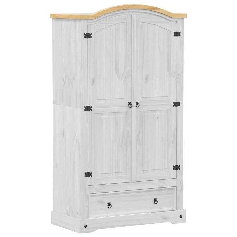 Wardrobe "Corona" White 102x52x186 cm Solid Wood Pine