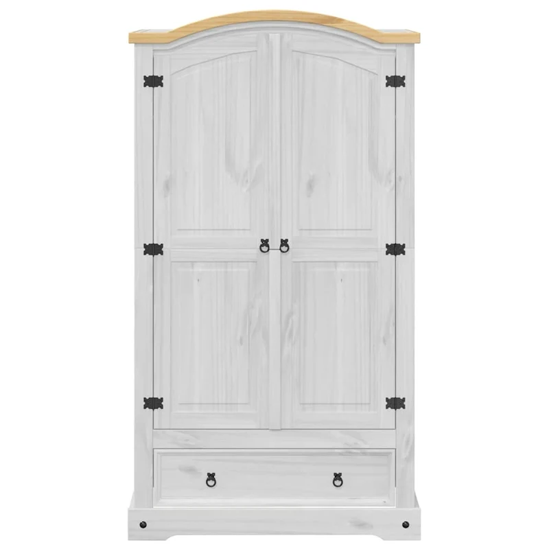 Wardrobe "Corona" White 102x52x186 cm Solid Wood Pine