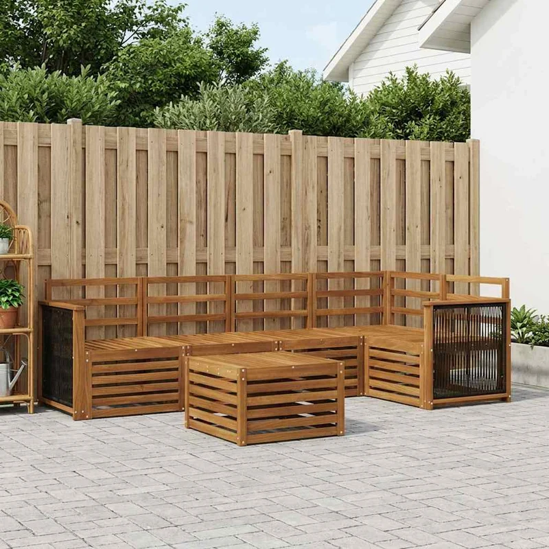 Outdoor Sofa Set 6 pcs Natural Solid Acacia Wood